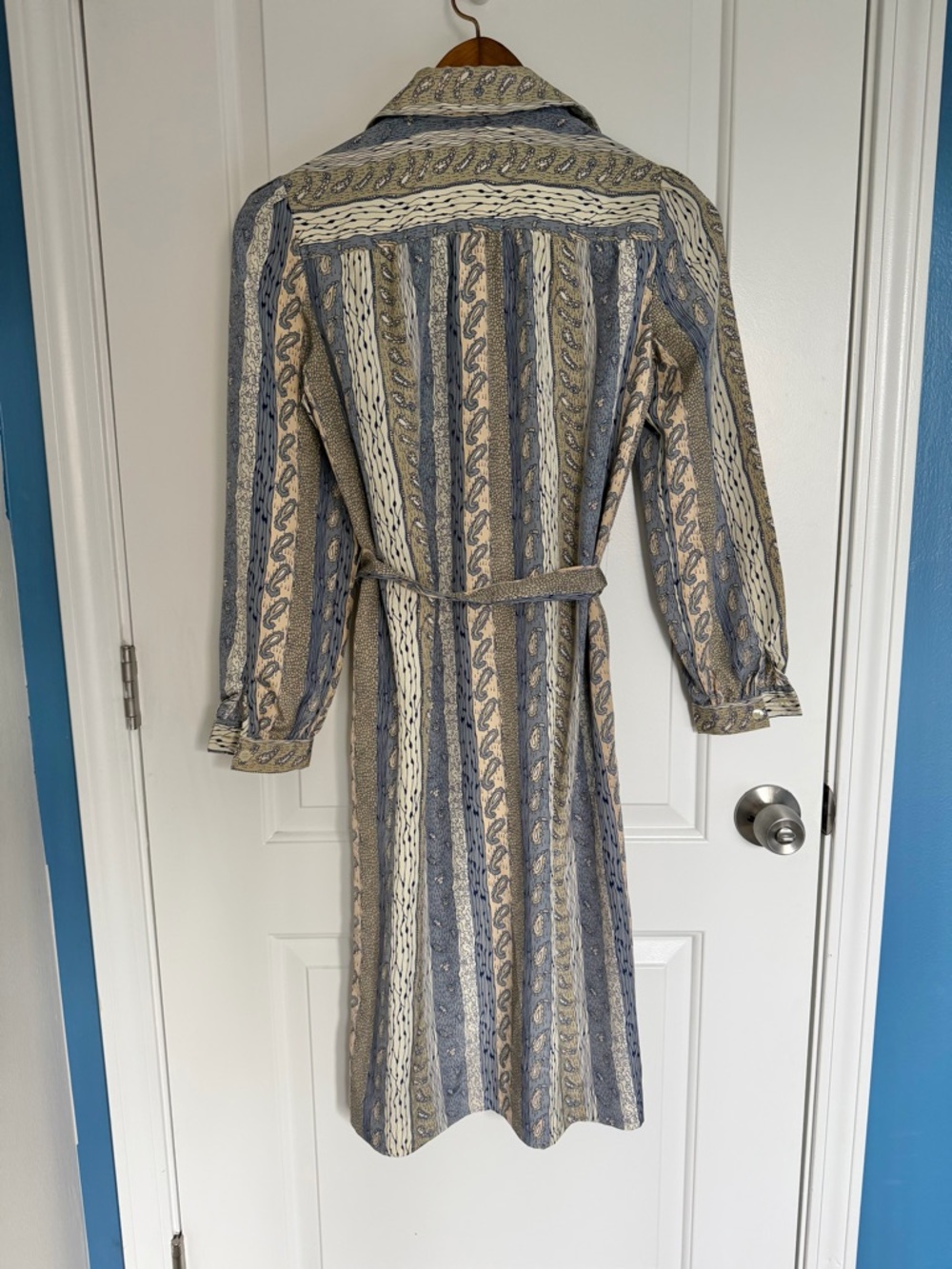 1970’s Schrader Sport Petite Dress Paisley Print Belt Pockets Collar Vintage - Picture 4 of 9